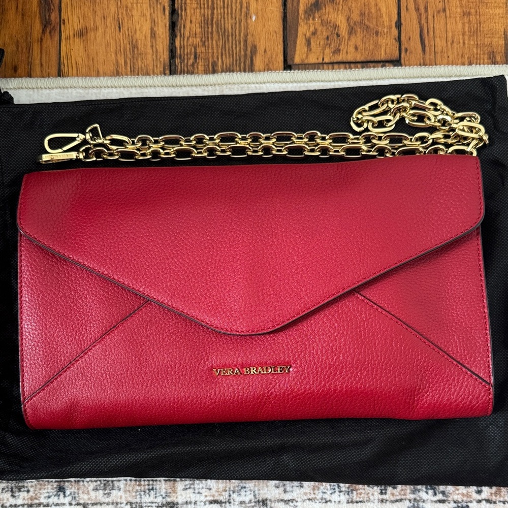 Vera Bradley Red Clutch with Gold Chain
